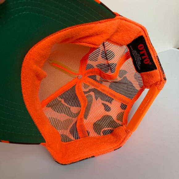 NEON Orange Camo "Going Nowhere Fast" Hunting Snapback Trucker Hat / Ball Cap - Picture 5 of 8